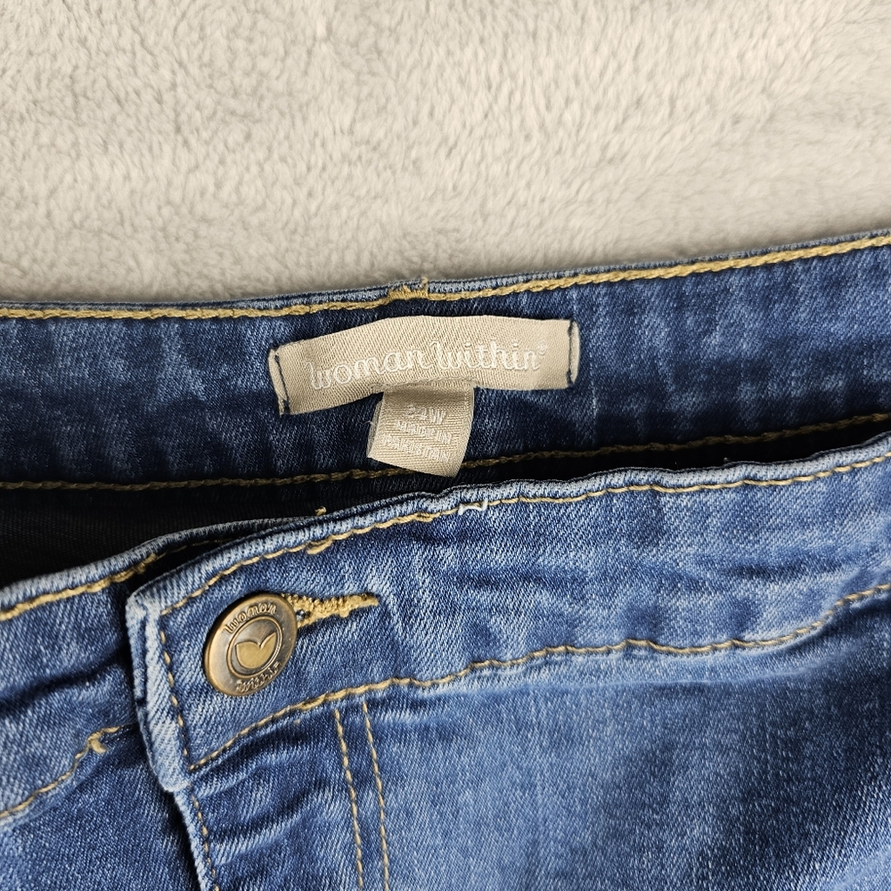 Woman Within Embroidered Floral Blue Jeans Women's Size 24W - Picture 5 of 11